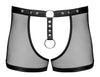 Schwarze komplett schrittoffene Herren-Pants in Netz-Wetlook-Mix von Svenjoyment – Ansicht 7