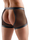 Schwarze komplett schrittoffene Herren-Pants in Netz-Wetlook-Mix von Svenjoyment – Ansicht 4