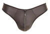 Schwarzer Herren-String in Neopren-Optik mit strassbesetztem Reißverschluss von Svenjoyment – Ansicht 7