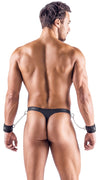 Schwarzer erotischer Mattlook Riostring mit abnehmbaren Handfesseln von Svenjoyment – Ansicht 5