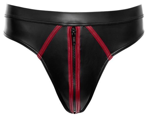 Schwarzer Herren-Riostring im Wetlook mit roten Kontraststreifen von Svenjoyment – Ansicht 8