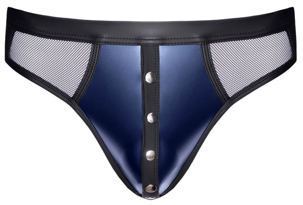 Dunkelblauer Herren-Riostring im Wetlook mit Netz-Einsätzen von Svenjoyment – Ansicht 8