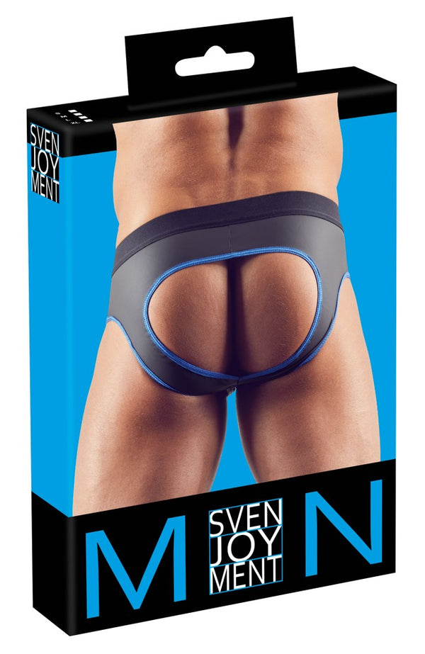 Schwarzer matt glänzender pofreier Herren-Jock in Neopren-Gummi-Optik von Svenjoyment