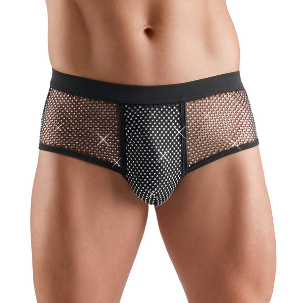 Schwarze betonende Herren-Pants mit funkelnder Glitzer-Front von Svenjoyment – Ansicht 2