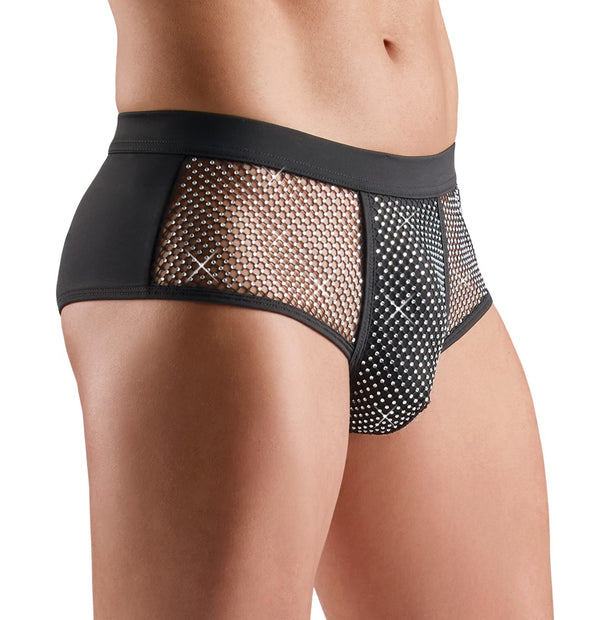 Schwarze betonende Herren-Pants mit funkelnder Glitzer-Front von Svenjoyment – Ansicht 3