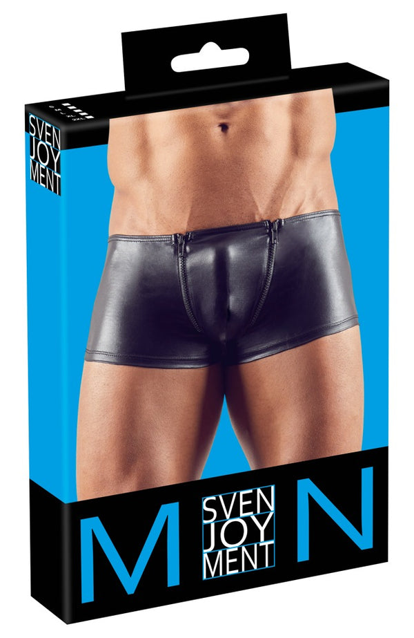 Hochglänzende Herren-Pants mit Reißverschlüssen und Po-Kontur-Naht von Svenjoyment