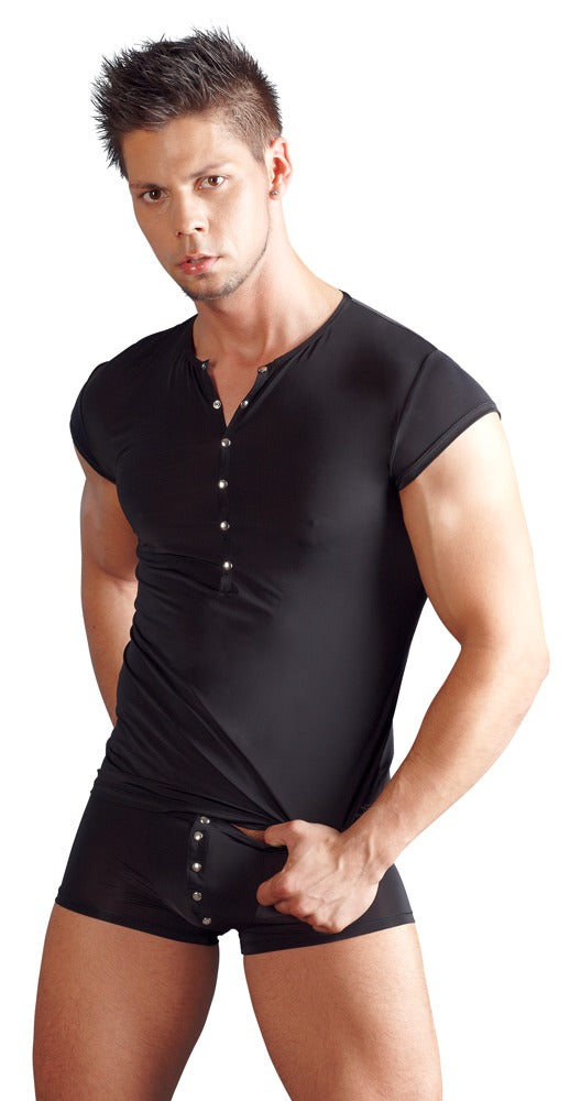 Leicht transparente Herren-Pants mit silberfarbener Druckknopfleiste von Svenjoyment – Ansicht 4
