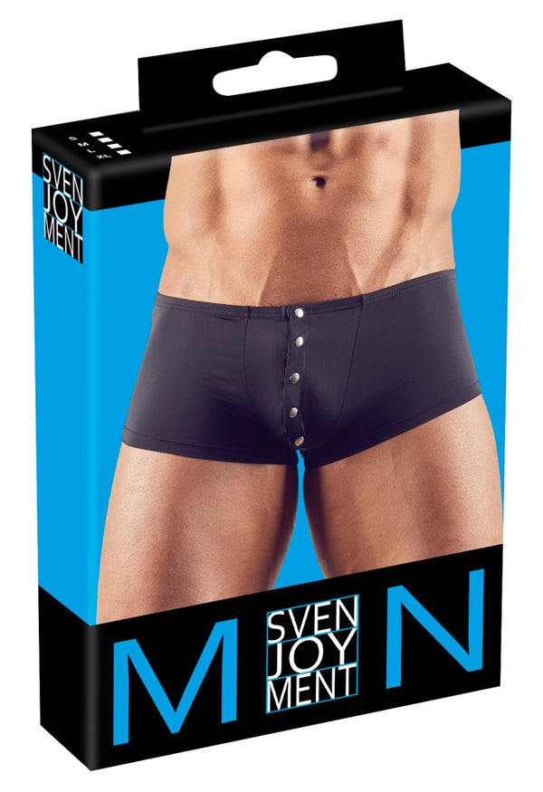 Leicht transparente Herren-Pants mit silberfarbener Druckknopfleiste von Svenjoyment
