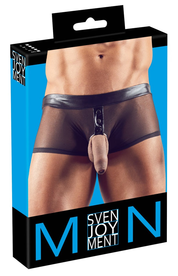 Schwarze Herren-Showmaster-Pants aus Powernet mit Cockring und Jockstraps von Svenjoyment
