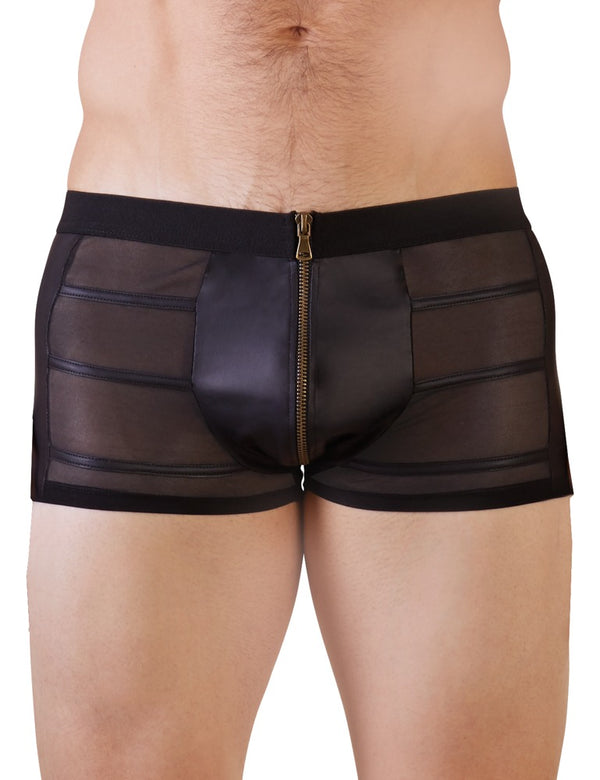 Schwarze körperbetonte Herren-Pants im Mattlook mit Powernet und Reißverschluss von NEK – Ansicht 2