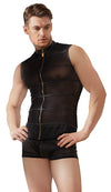 Schwarze körperbetonte Herren-Pants im Mattlook mit Powernet und Reißverschluss von NEK – Ansicht 4