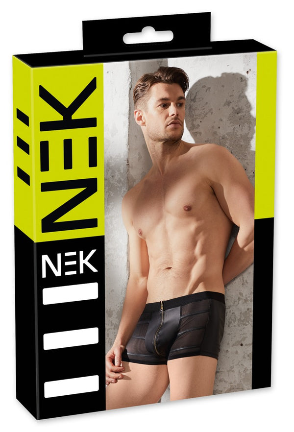 Schwarze körperbetonte Herren-Pants im Mattlook mit Powernet und Reißverschluss von NEK