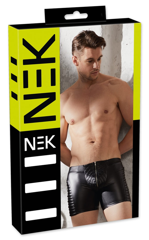 Schwarze Herren-Biker-Pants im Mattlook mit abgesteppten Partien von NEK