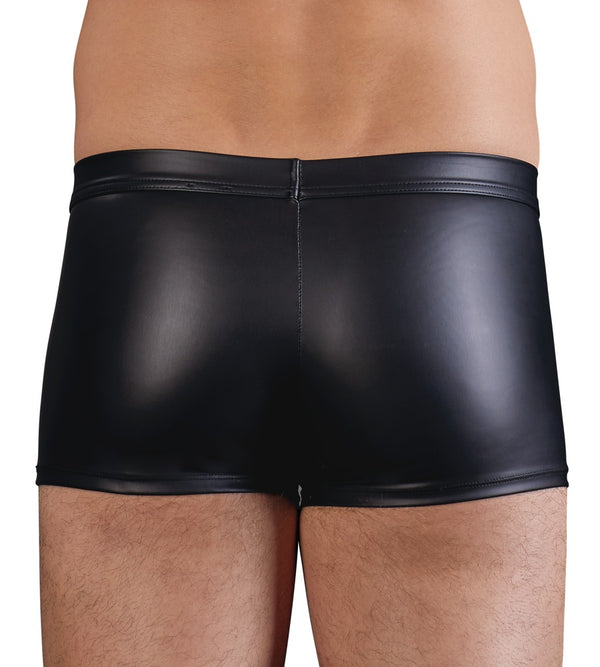 Schwarze Herren-Pants im Mattlook mit Messing-Reißverschluss und Schnürungen von NEK – Ansicht 8