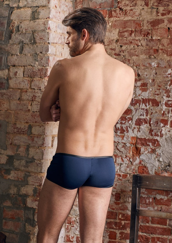 Blau-schwarze Herren-Mikrofaser-Pants im Mattlook mit abknöpfbarem Beutel von NEK – Ansicht 8