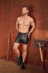 Schwarze Herren-High-Waist-Shorts im Mattlook mit Schnallenriemen von NEK – Ansicht 5