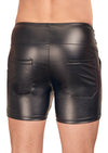Schwarze Herren-High-Waist-Shorts im Mattlook mit Schnallenriemen von NEK – Ansicht 6