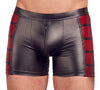 Schwarze Herren-Pants im Mattlook mit roten Seiteneinsätzen und Reißverschluss von NEK – Ansicht 2