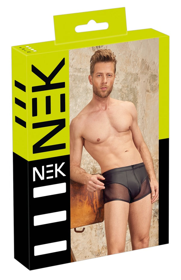Schwarze Herren-Pants im Mattlook mit transparenten Netz-Einsätzen von NEK