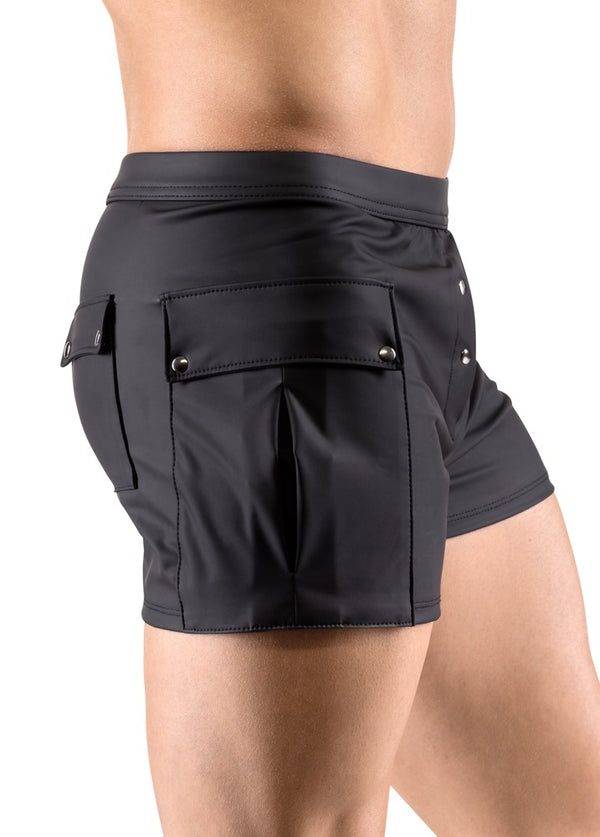 Schwarze Herren-Shorts im Worker-Style mit mattem Finish von Svenjoyment – Ansicht 3