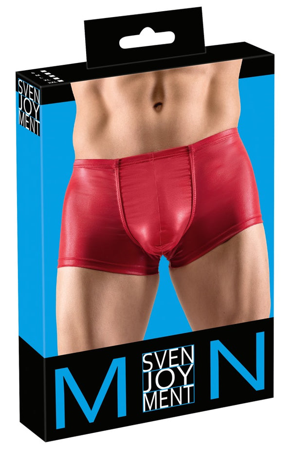 Rote Herren-Super-Sitz-Pants im knallroten Glanzlook mit Push-up von Svenjoyment