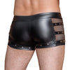 Schwarze Herren-Pants im Mattlook mit Netz-Einsätzen und nietenverzierten Riemen von NEK – Ansicht 5