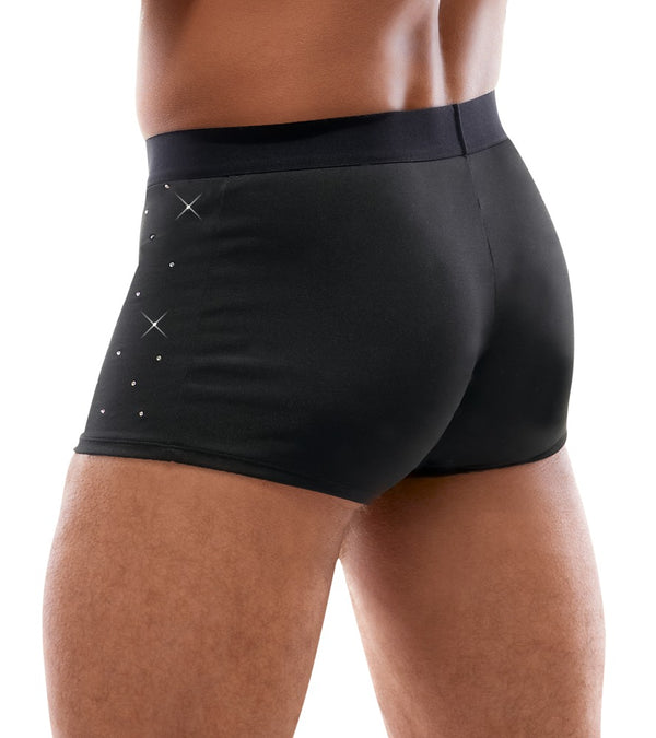 Schwarze enge Herren-Pants aus Mikrofaser mit Strass-Steinchen von Svenjoyment – Ansicht 3