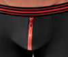 Schwarze enge Herren-Pants im Mattlook mit rotem Reißverschluss von Svenjoyment – Ansicht 5