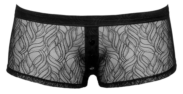 Schwarze enge Herren-Pants aus Stretch-Spitze mit Knopfleiste von Svenjoyment – Ansicht 6