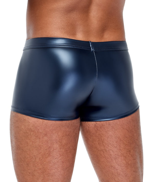 Blaue enge Herren-Pants im Metallic-Mattlook mit Reißverschluss von NEK – Ansicht 4