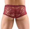 Transparente Herren-Pants aus dunkelroter floraler Spitze von Svenjoyment – Ansicht 4
