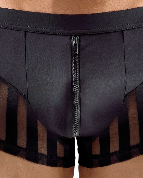 Schwarze Herren-Pants aus Mikrofaser mit transparenten Streifen-Einsätzen von Svenjoyment – Ansicht 5