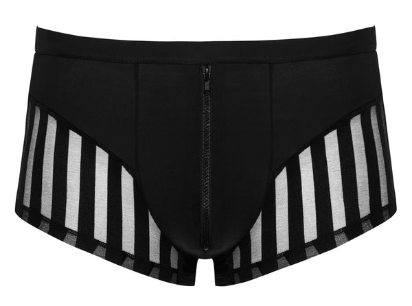 Schwarze Herren-Pants aus Mikrofaser mit transparenten Streifen-Einsätzen von Svenjoyment – Ansicht 7