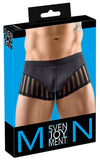 Schwarze Herren-Pants aus Mikrofaser mit transparenten Streifen-Einsätzen von Svenjoyment