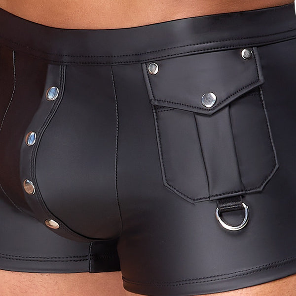 Schwarze körpernahe Herren-Pants im Mattlook mit Druckknopfleiste von NEK – Ansicht 6