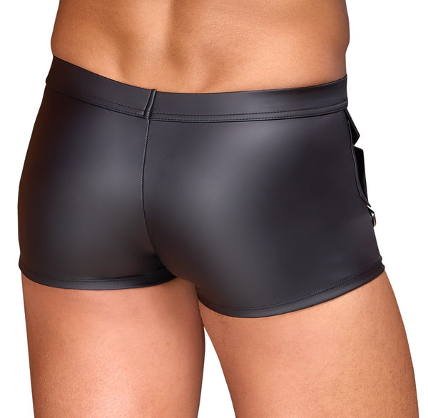 Schwarze körpernahe Herren-Pants im Mattlook mit Druckknopfleiste von NEK – Ansicht 5
