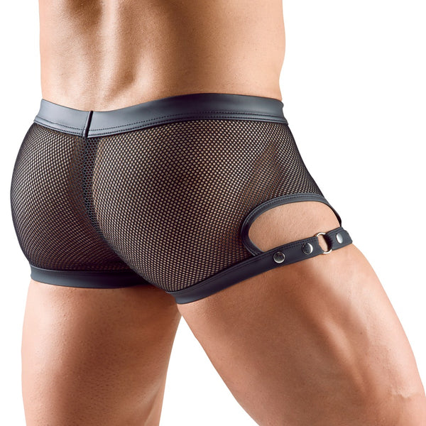 Schwarze betonende Herren-Netz-Pants mit Druckknopfleiste im Mattlook-Beutel von Svenjoyment – Ansicht 3