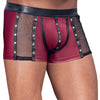 Rote enge Herren-Pants im Mattlook mit schwarzen Details, Netz und Nieten von NEK – Ansicht 2