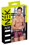 Rote enge Herren-Pants im Mattlook mit schwarzen Details, Netz und Nieten von NEK