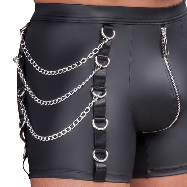 Schwarze enge Herren-Pants im Mattlook mit silberfarbenen Details von NEK – Ansicht 8