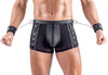 Schwarze pofreie Herren-Pants mit Soft-Handfesseln im Netz-Mix von Svenjoyment Bondage – Ansicht 3