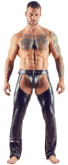 Schwarze Herren-Chaps mit String im Leder-Look von Svenjoyment – Ansicht 3