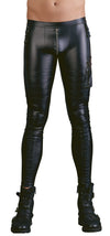 Schwarze Herren-Slim-Fit-Hose im Mattlook mit Nieten und Ringen von NEK – Ansicht 2