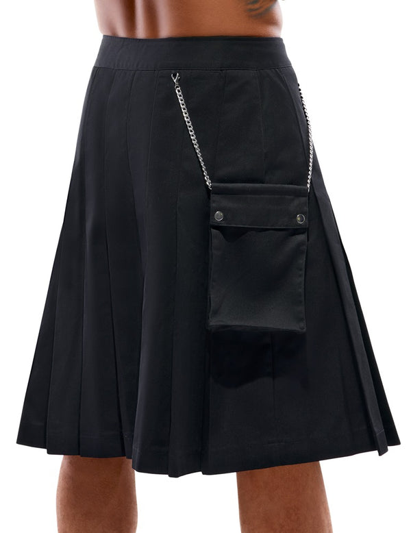 Schwarzer knielanger Herren-Rock im Kilt-Style mit abnehmbarer Tasche von Svenjoyment – Ansicht 5