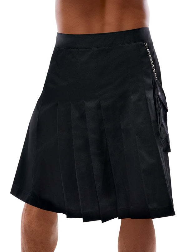 Schwarzer knielanger Herren-Rock im Kilt-Style mit abnehmbarer Tasche von Svenjoyment – Ansicht 6