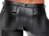 Schwarze enge Herren-Hose im Mattlook mit roten Kontrasten, Nieten und Netz von NEK – Ansicht 7