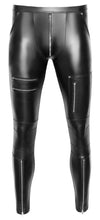 Schwarze schmale Herren-Hose im Mattlook mit Zip- und Nieten-Details von NEK – Ansicht 8