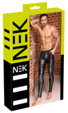 Schwarze schmale Herren-Hose im Mattlook mit Zip- und Nieten-Details von NEK