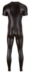 Schwarzer hochelastischer Herren-Wetlook-Overall mit 3-Wege-Reißverschluss von Svenjoyment – Ansicht 6