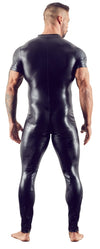 Schwarzer hochelastischer Herren-Wetlook-Overall mit 3-Wege-Reißverschluss von Svenjoyment – Ansicht 4